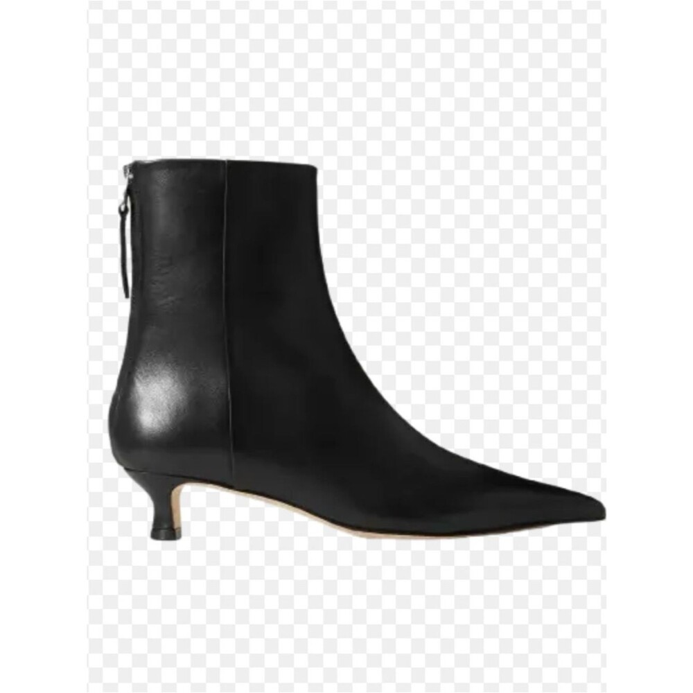 Aeyde Black Leather Pointed Kitten Heel Ankle Boots Size 38